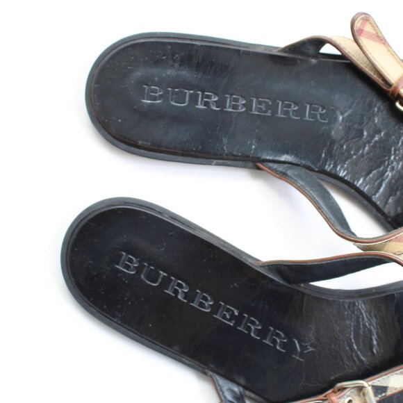 Burberry Multicolor Nova Check Coated Canvas And Leather Thong Flats Size 9 - Picture 4 of 7
